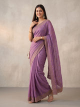 MIMOSA Lavender Banarasi Saree — pose 5 styling detail