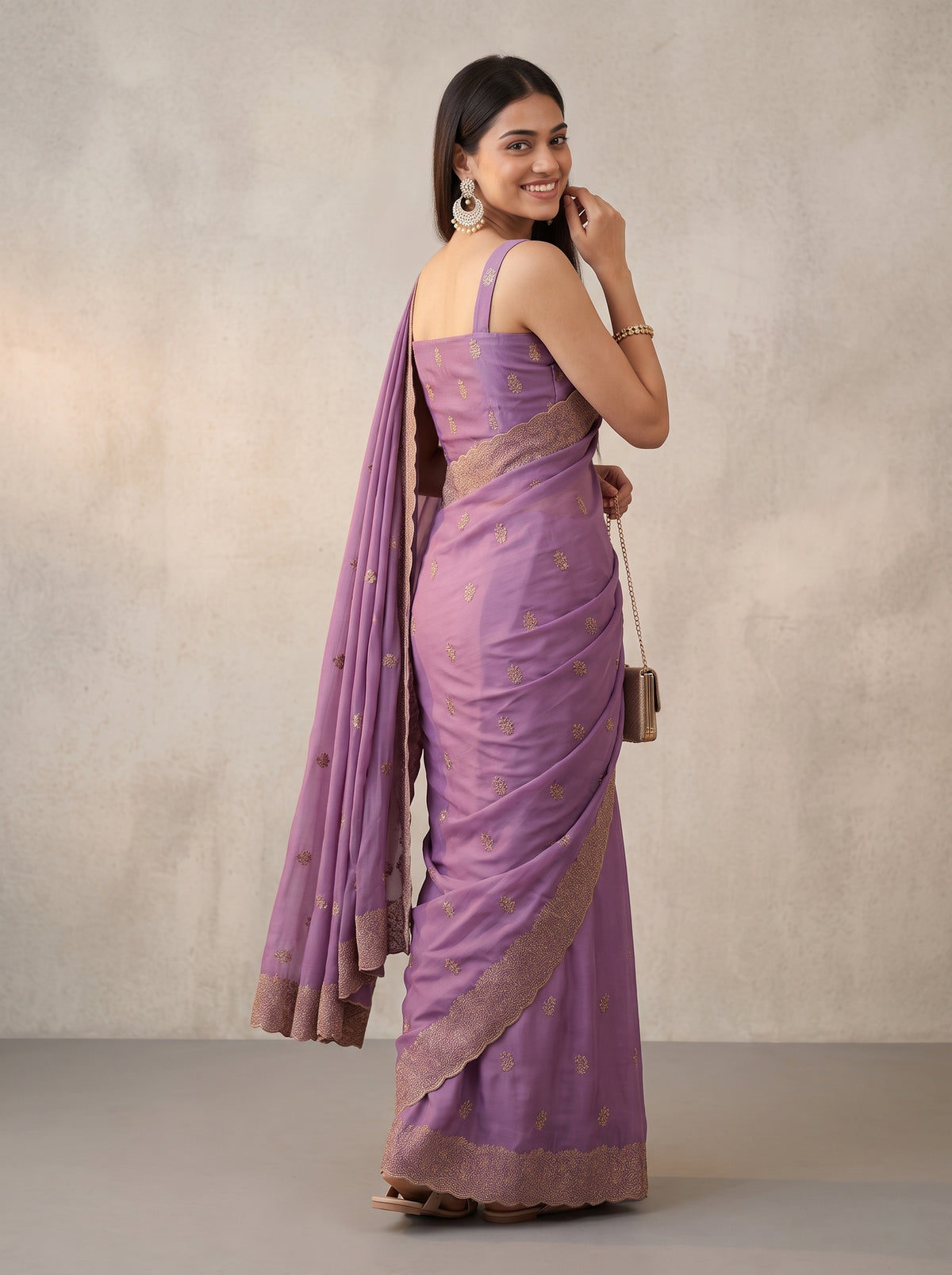 MIMOSA Lavender Banarasi Saree — pose 7 styling detail