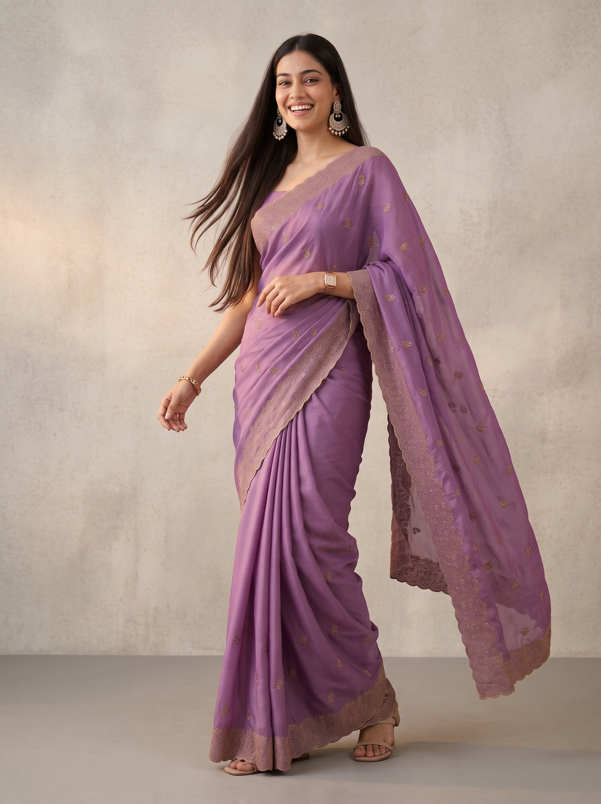 MIMOSA Lavender Banarasi Saree — pose 9 styling detail