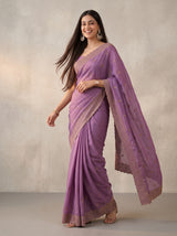 MIMOSA Lavender Banarasi Saree — pose 9 styling detail