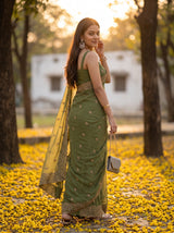 MIMOSA Olive Banarasi Saree — pose 7 styling detail