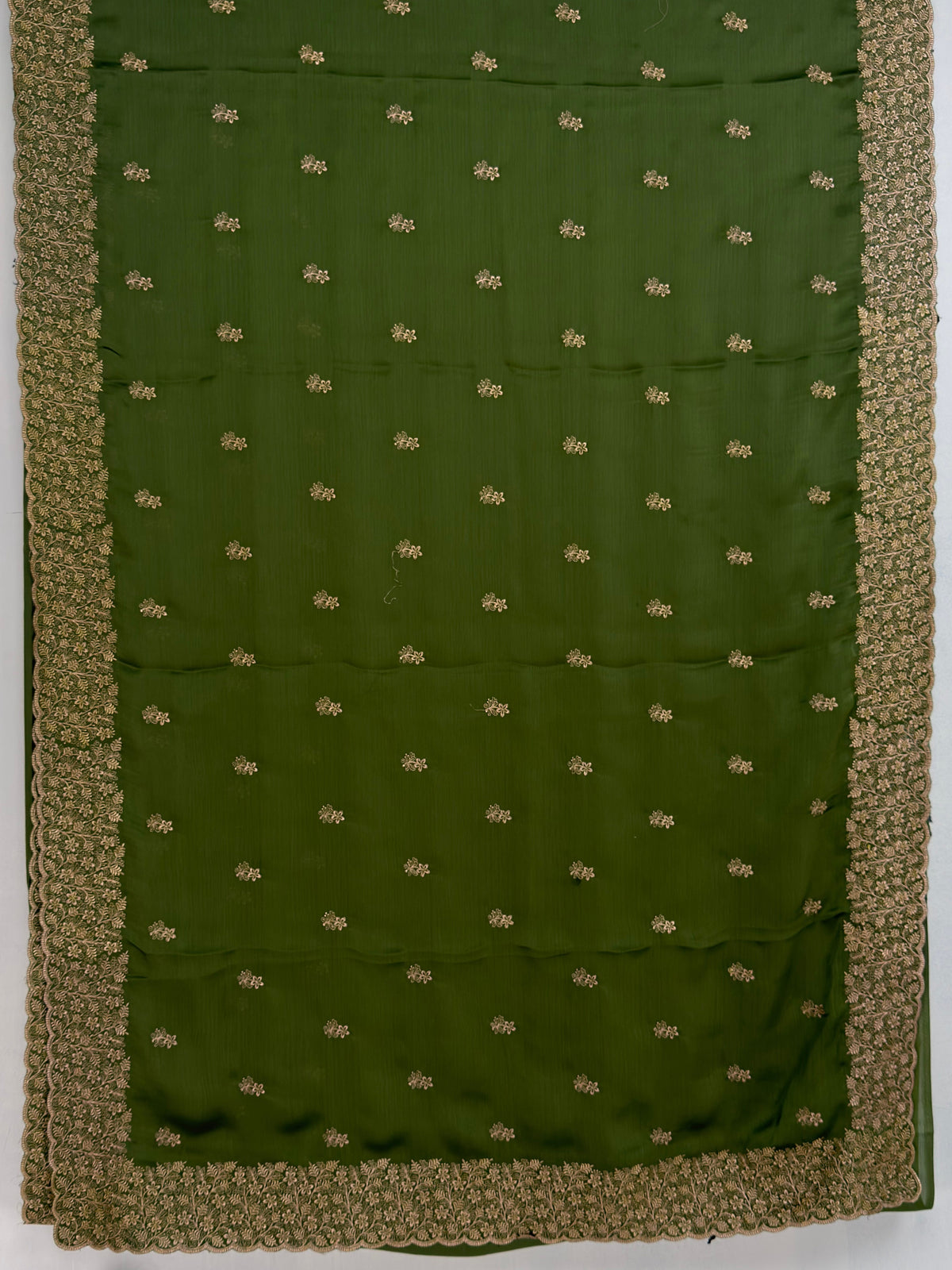 MIMOSA Olive Banarasi Saree — pallu and zari work detail