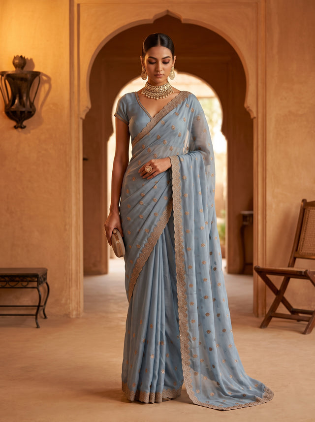 MIMOSA Ananda Banarasi Chiffon Saree — Saree Shot