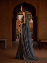 MIMOSA Ananda Banarasi Chiffon Saree — pose 3 styling detail