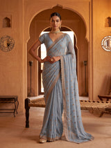 MIMOSA Ananda Banarasi Chiffon Saree — pose 4 styling detail