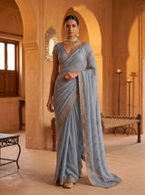 MIMOSA Ananda Banarasi Chiffon Saree — pose 6 styling detail