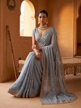 MIMOSA Ananda Banarasi Chiffon Saree — pose 8 styling detail