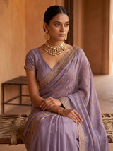MIMOSA Lavender Banarasi Chiffon Saree — pose 10 styling detail