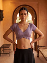 MIMOSA Lavender Banarasi Chiffon Saree — blouse close-up