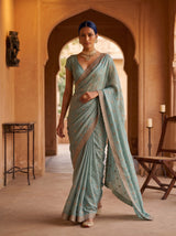 MIMOSA Rama Banarasi Chiffon Saree — pose 6 styling detail