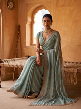 MIMOSA Rama Banarasi Chiffon Saree — pose 8 styling detail