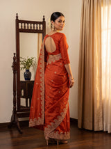 MIMOSA Orange Banarasi Saree — pose 7 styling detail