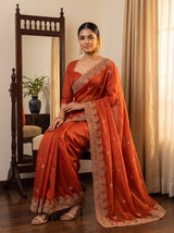 MIMOSA Orange Banarasi Saree — pose 8 styling detail
