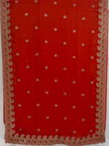 MIMOSA Orange Banarasi Saree — pallu and zari work detail