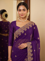 MIMOSA Purple Banarasi Saree — pose 10 styling detail