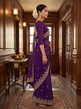 MIMOSA Purple Banarasi Saree — pose 3 styling detail