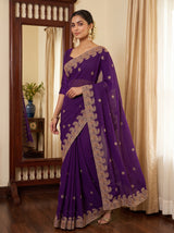 MIMOSA Purple Banarasi Saree — pose 5 styling detail