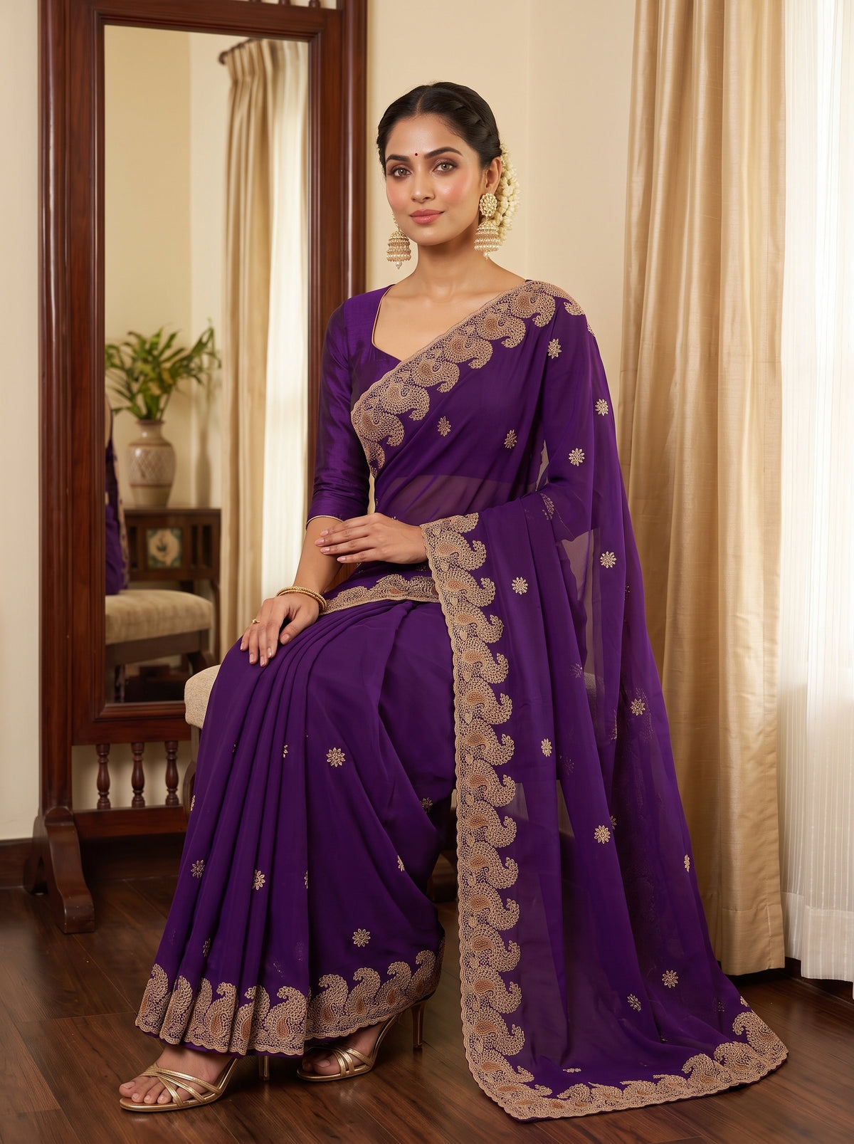 MIMOSA Purple Banarasi Saree — pose 8 styling detail