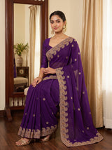 MIMOSA Purple Banarasi Saree — pose 8 styling detail