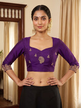 MIMOSA Purple Banarasi Saree — blouse close-up