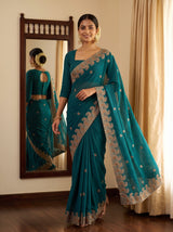 MIMOSA Sapphire Banarasi Saree — pose 6 styling detail