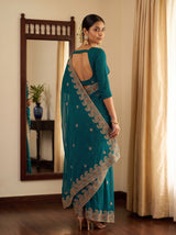 MIMOSA Sapphire Banarasi Saree — pose 7 styling detail