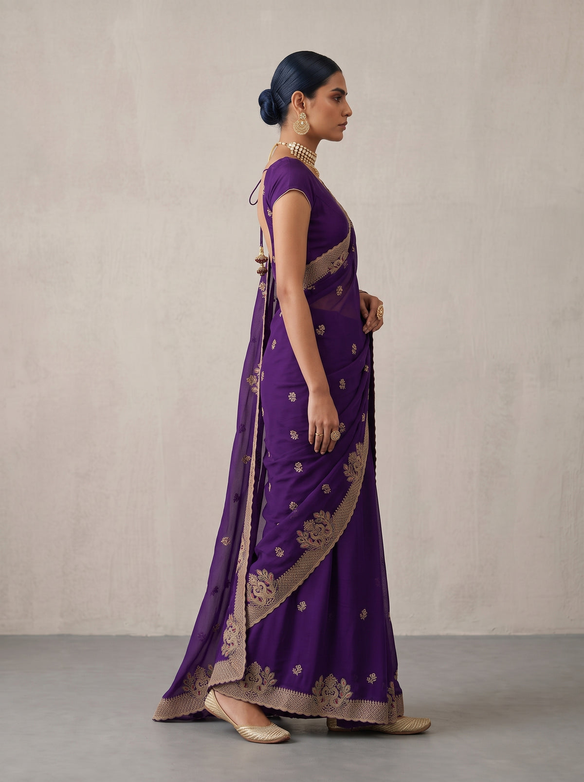 MIMOSA Purple Banarasi Saree — pose 3 styling detail