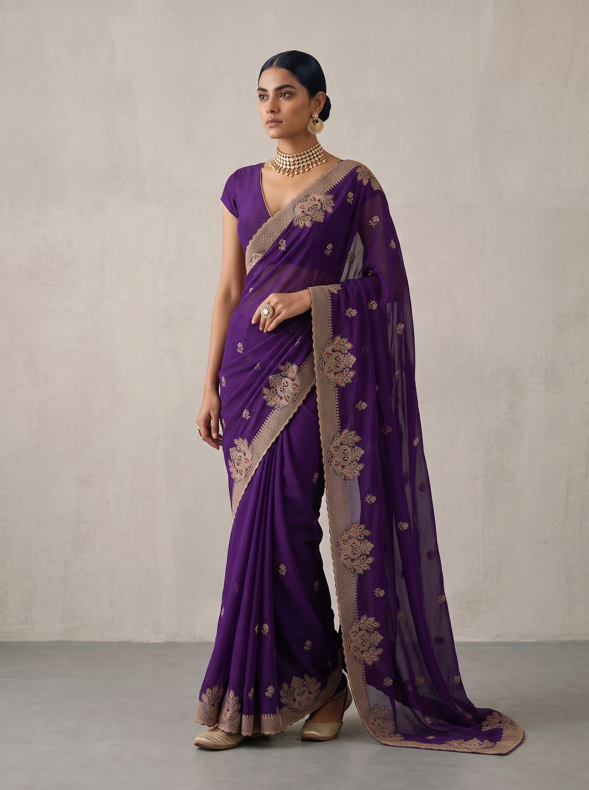 MIMOSA Purple Banarasi Saree — pose 5 styling detail