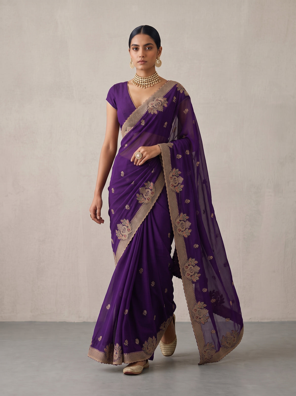 MIMOSA Purple Banarasi Saree — pose 6 styling detail