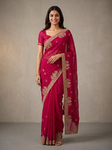 MIMOSA Rani Banarasi Saree — front view on mannequin