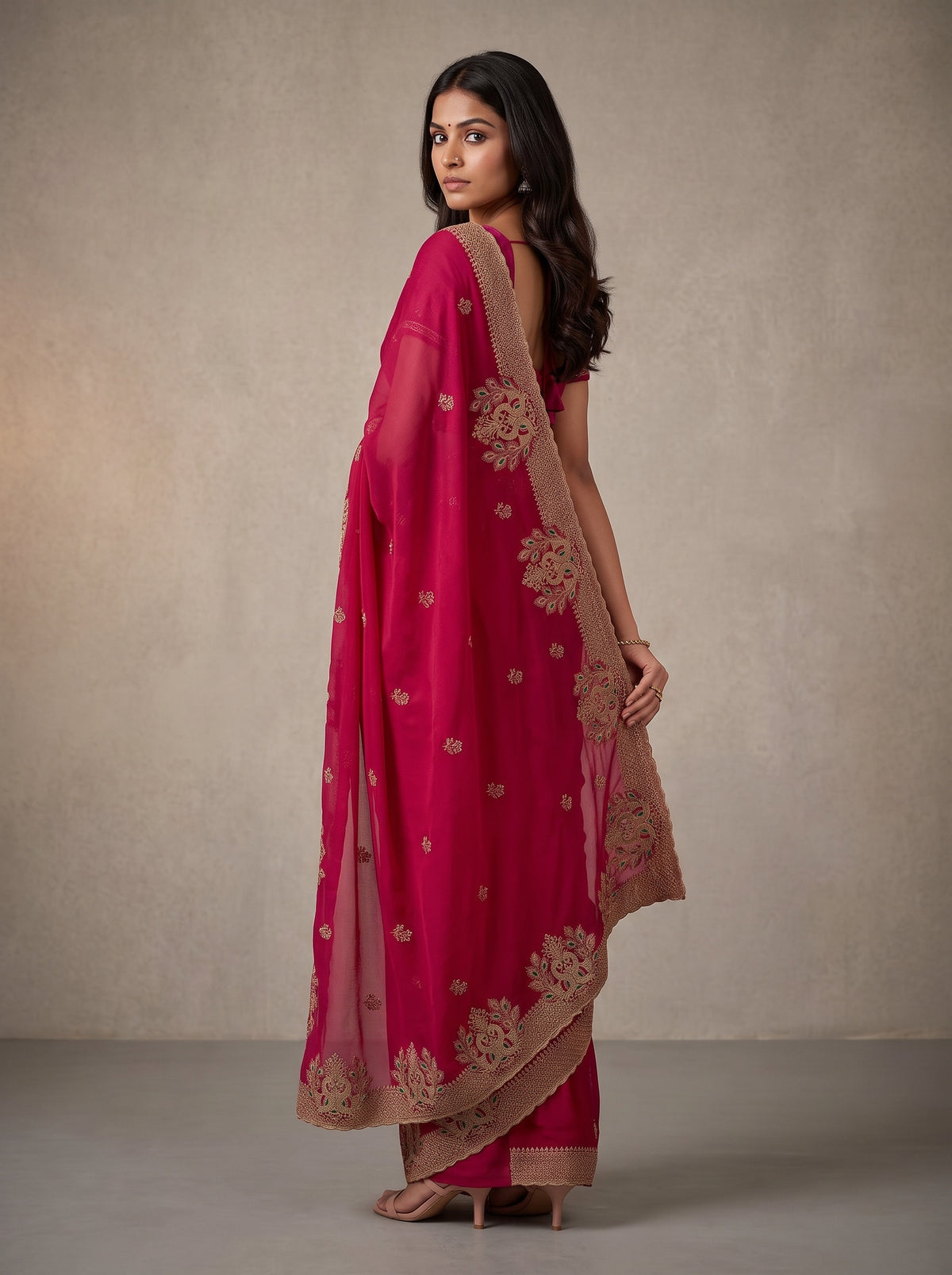 MIMOSA Rani Banarasi Saree — pose 5 styling detail