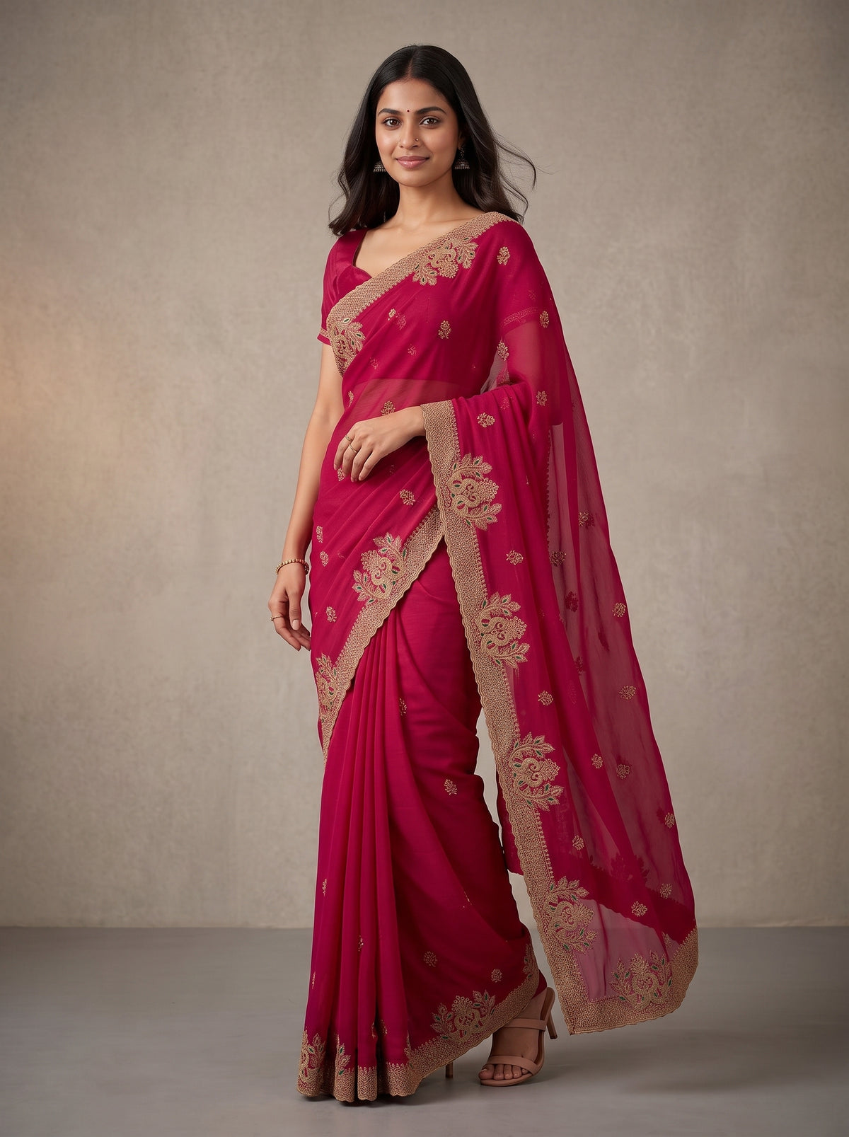 MIMOSA Rani Banarasi Saree — pose 9 styling detail
