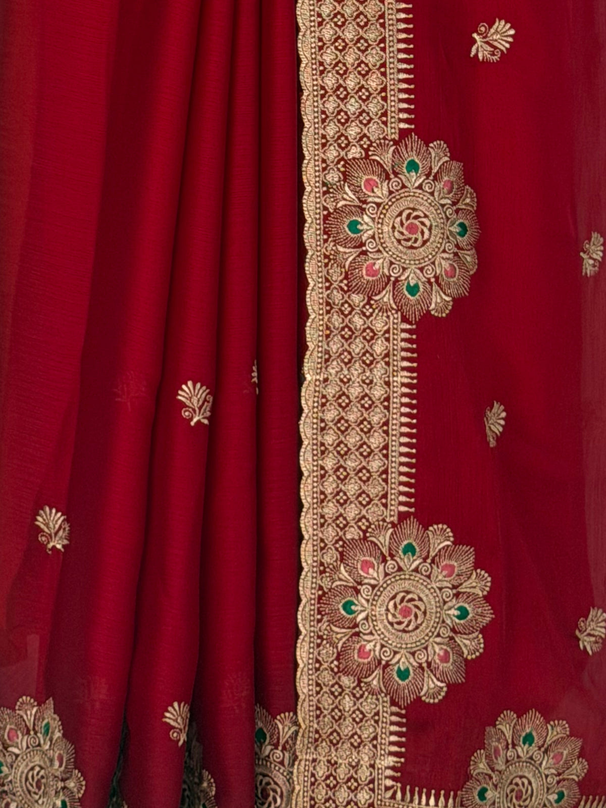 MIMOSA Maroon Banarasi Chiffon Saree — fleets shot full lifestyle