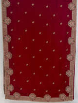 MIMOSA Maroon Banarasi Chiffon Saree — pallu and zari work detail