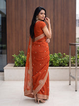 MIMOSA Orange Banarasi Chiffon Saree — pose 7 styling detail