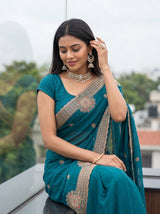 MIMOSA Sapphire Banarasi Chiffon Saree — pose 10 styling detail