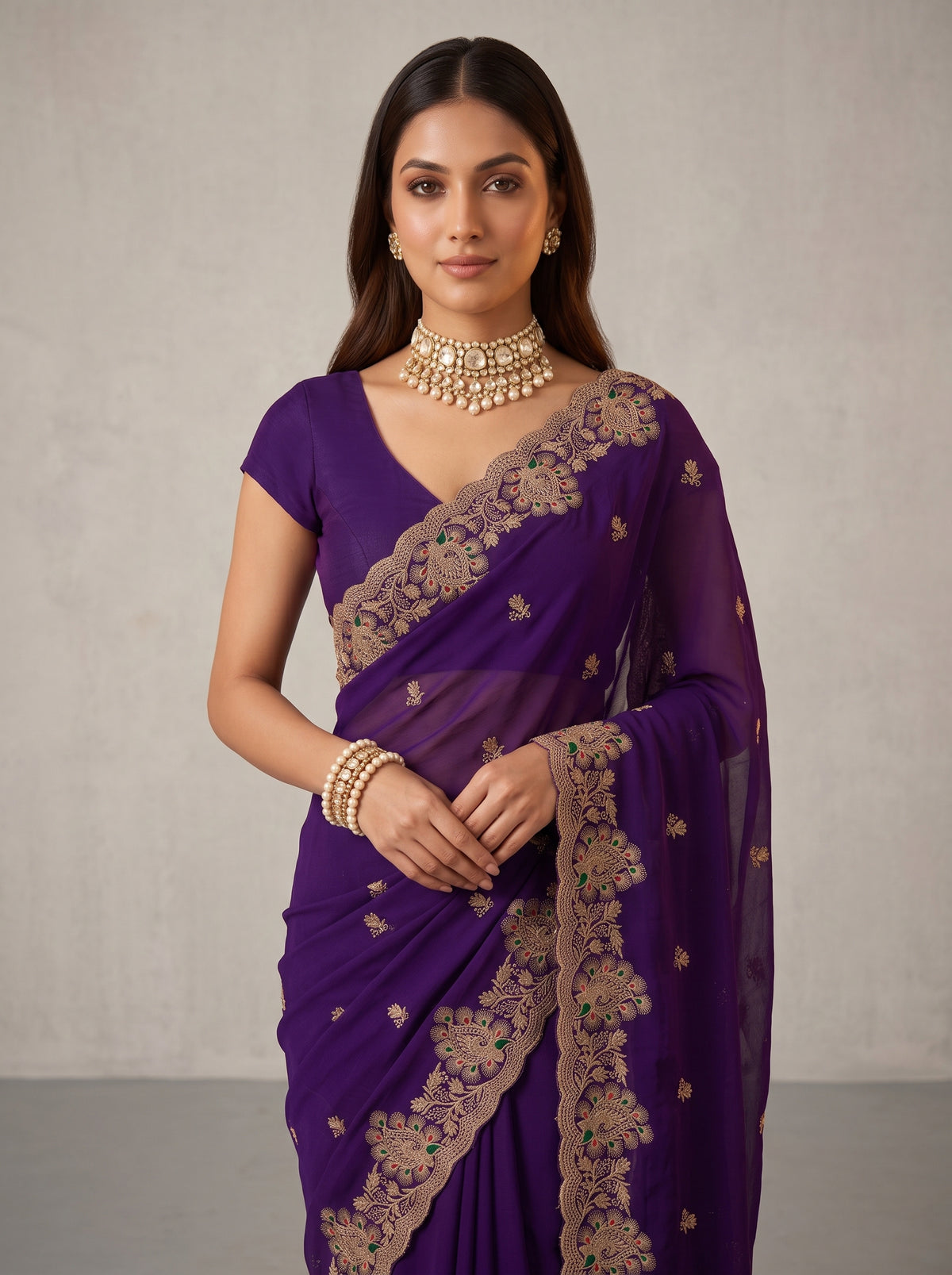 MIMOSA Purple Banarasi Saree — pose 10 styling detail