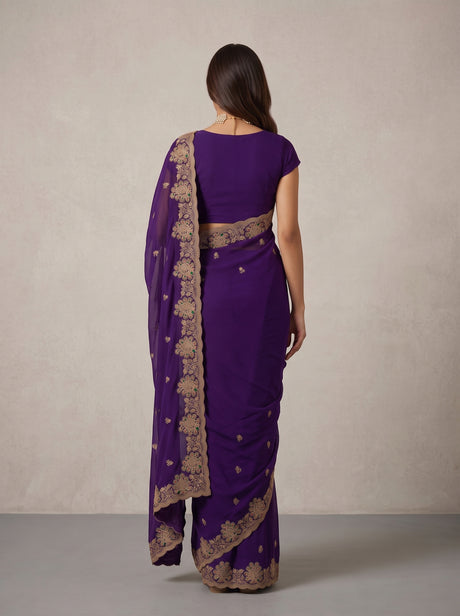 MIMOSA Purple Banarasi Saree — pose 2 styling detail
