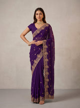 MIMOSA Purple Banarasi Saree — pose 4 styling detail