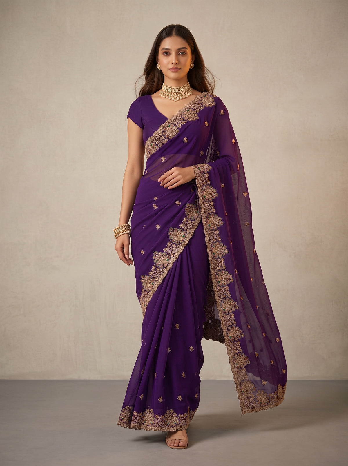 MIMOSA Purple Banarasi Saree — pose 6 styling detail