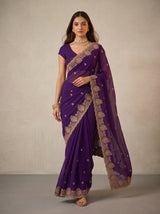 MIMOSA Purple Banarasi Saree — pose 6 styling detail