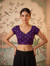 MIMOSA Purple Banarasi Saree — blouse close-up