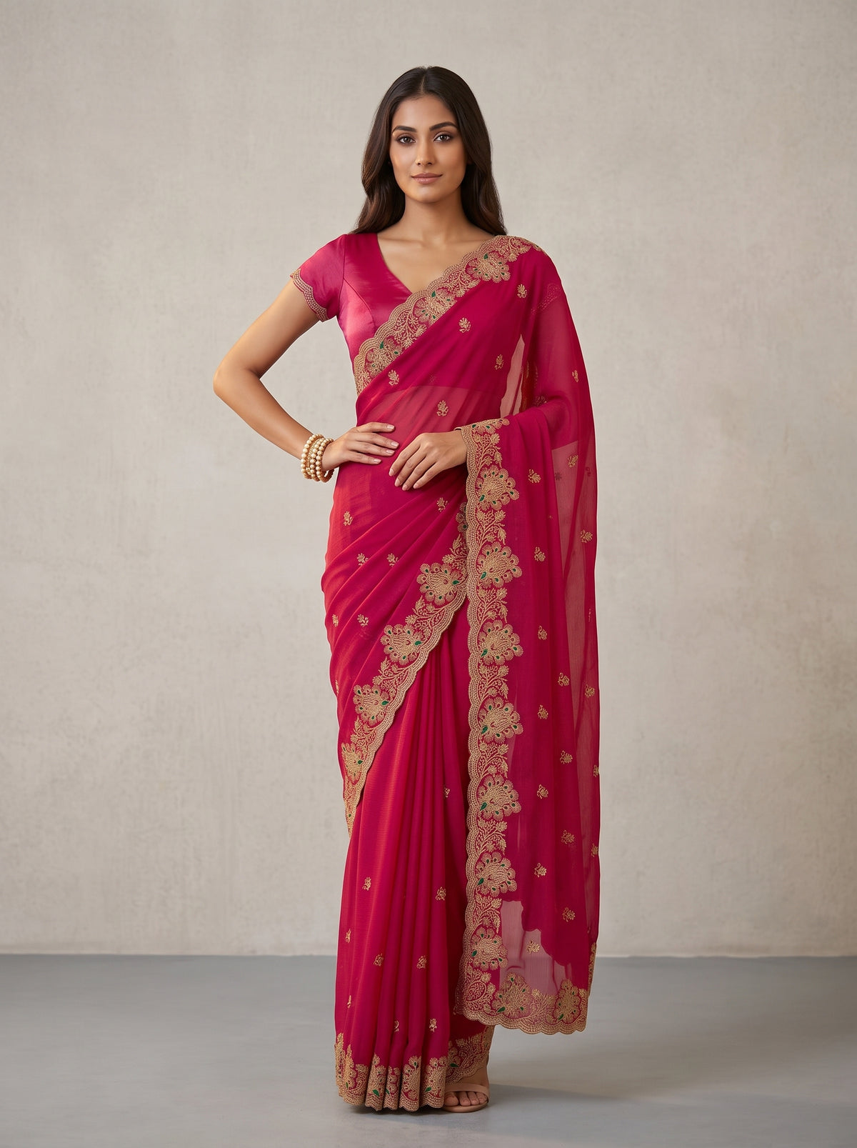MIMOSA Rani Banarasi Saree — pose 4 styling detail