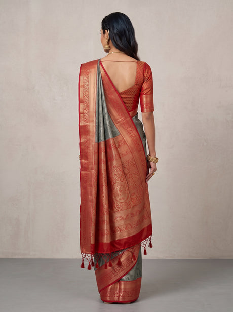 MIMOSA Green Kanjivaram Art Silk Saree — Saree Shot