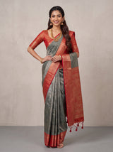 MIMOSA Green Kanjivaram Art Silk Saree — pose 4 styling detail