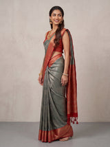MIMOSA Green Kanjivaram Art Silk Saree — pose 5 styling detail