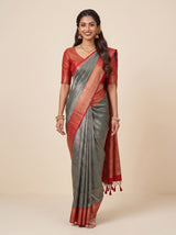 MIMOSA Green Kanjivaram Art Silk Saree — pose 6 styling detail