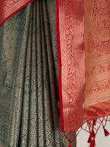 MIMOSA Green Kanjivaram Art Silk Saree — fleets shot full lifestyle