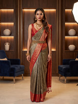 MIMOSA Chocolate Kanjivaram Art Silk Saree — AI Model lifestyle pose