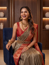 MIMOSA Chocolate Kanjivaram Saree — pose 10 styling detail